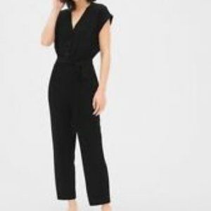 GAP black v-neck button jumpsuit